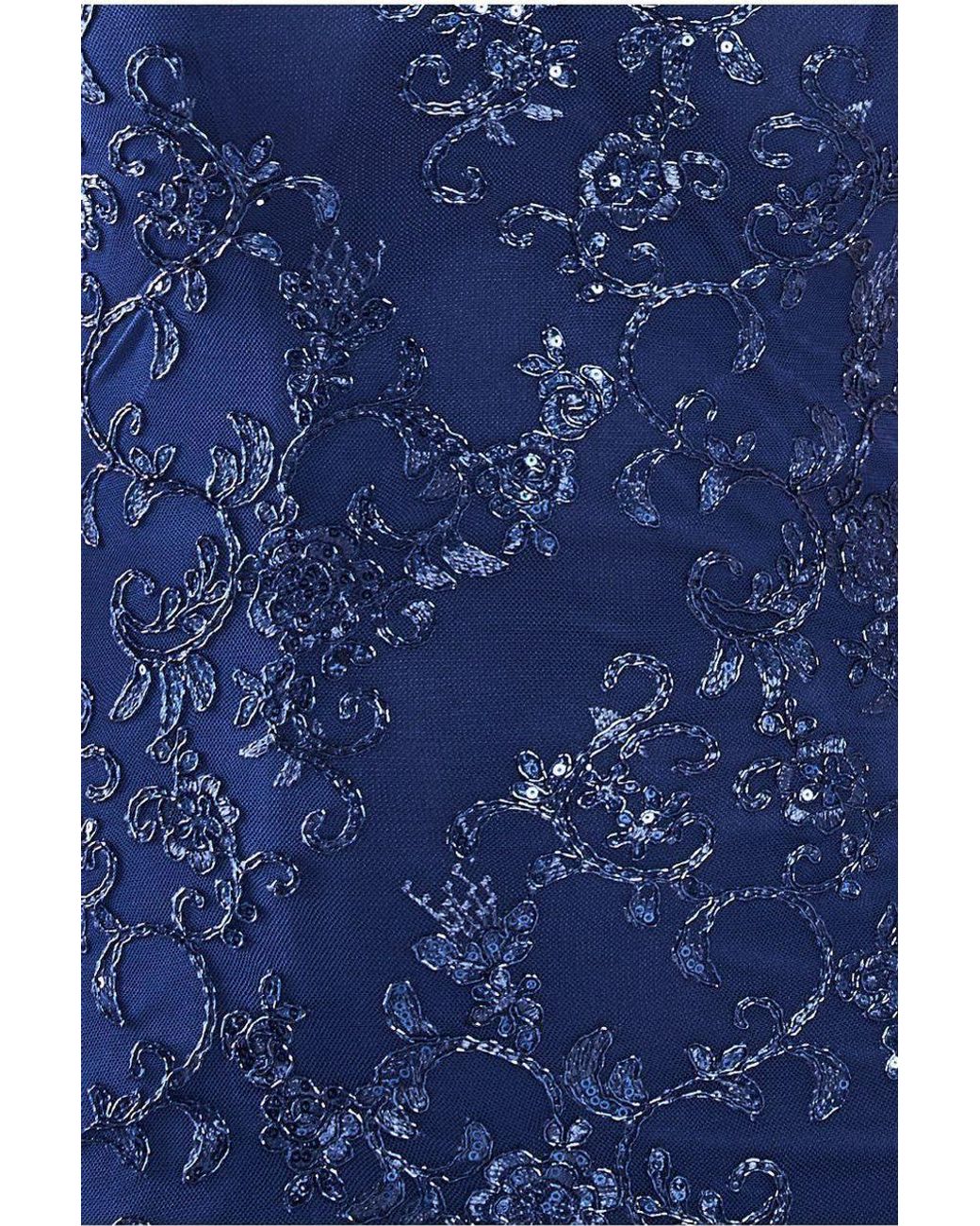 Goddiva Blue Lace Scallop Edge Mermaid Maxi Dress