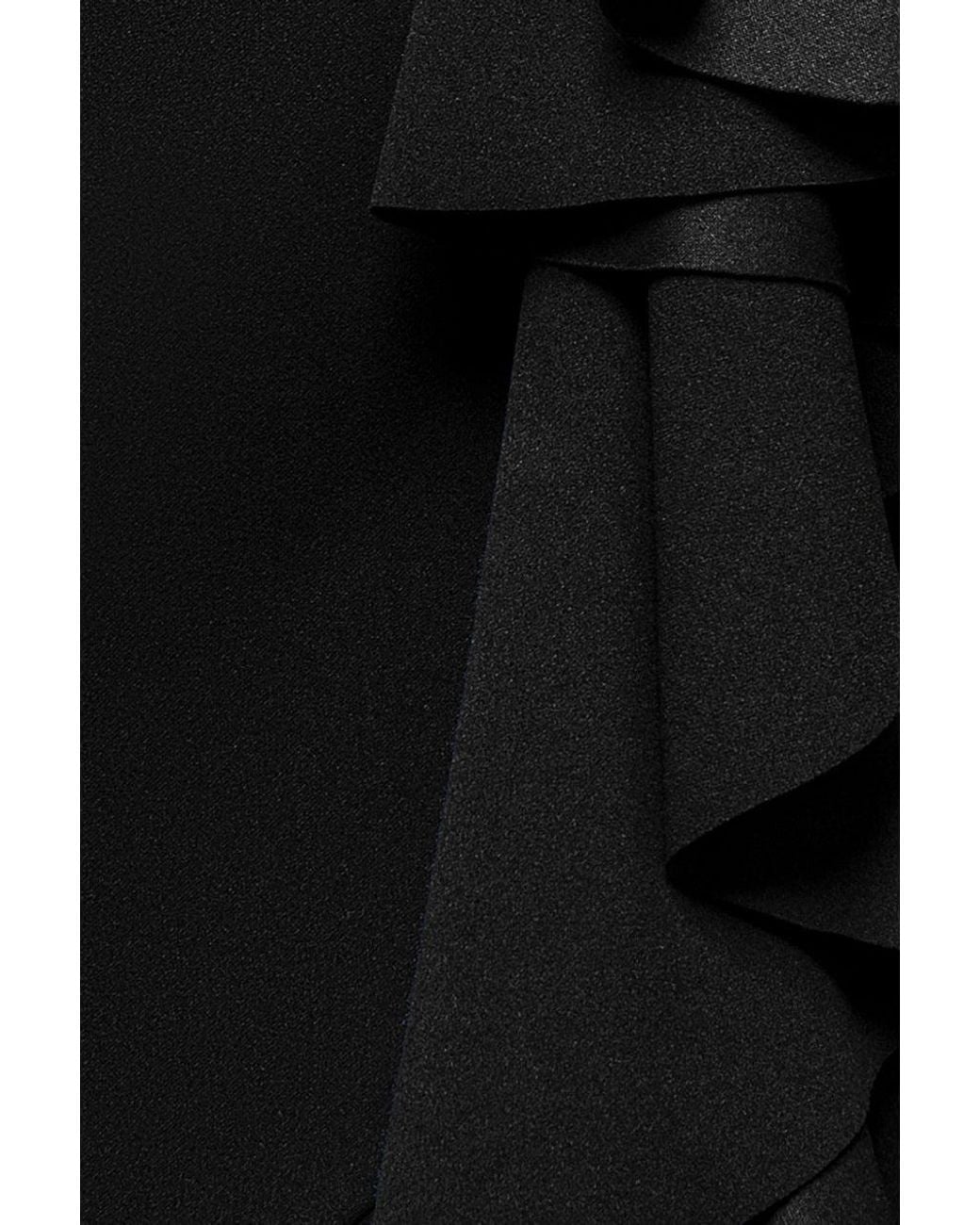 Goddiva Black Off Shoulder Front Waterfall Frill Maxi Dress
