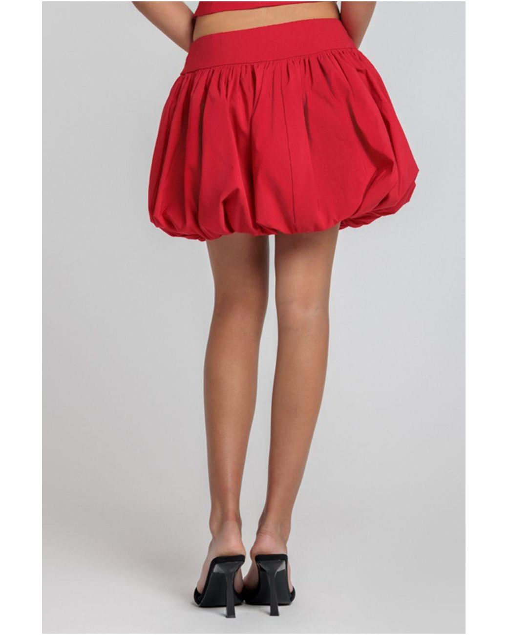 Goddiva Red Bengaline Balloon Mini Skirt