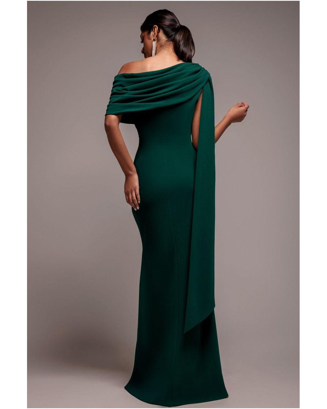 Goddiva Sash One Shoulder Bardot Maxi Dress in Green | Lyst