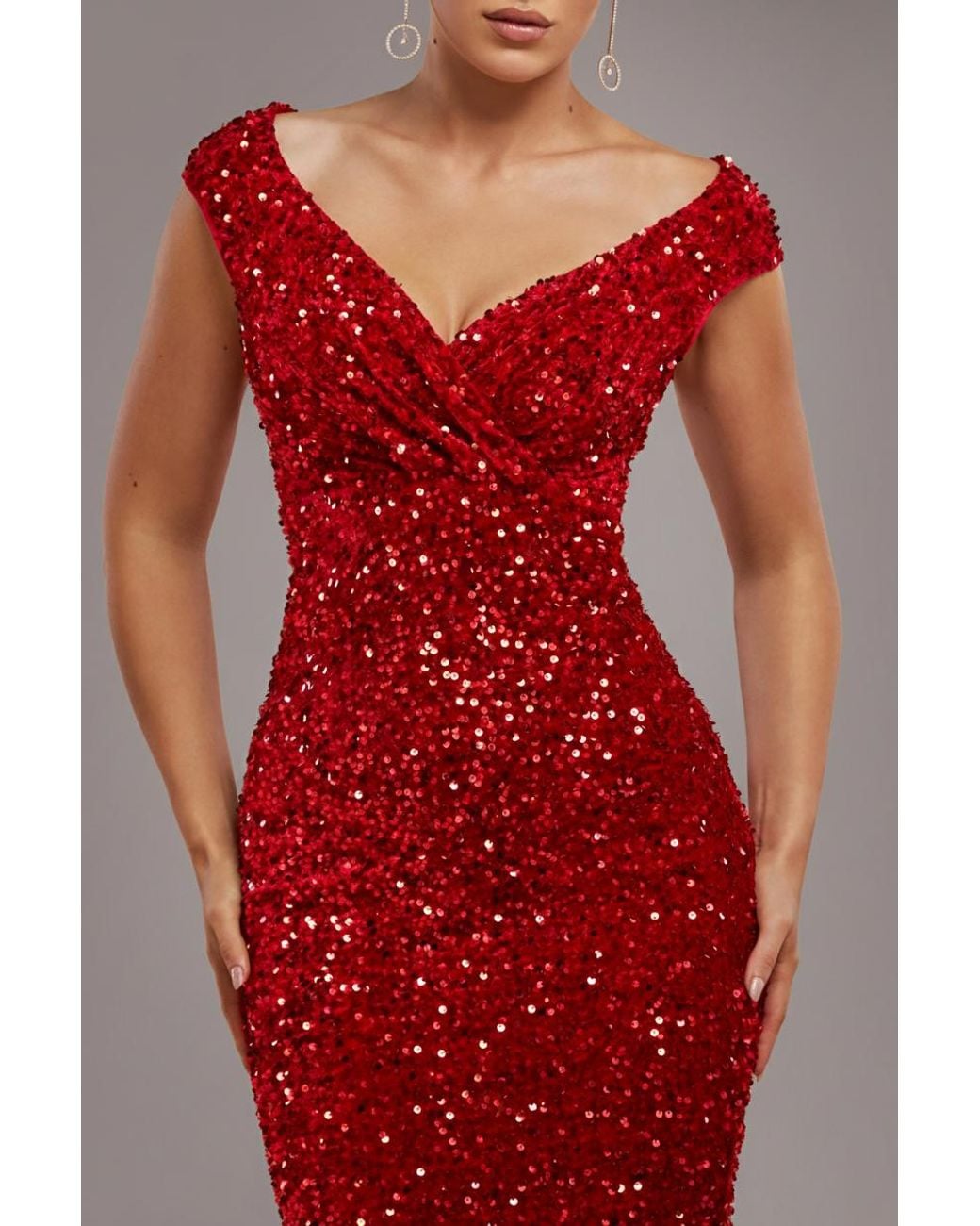 strapless open back dress Goddiva Burgundy Sequin A-Line Gown - Evening main image 0