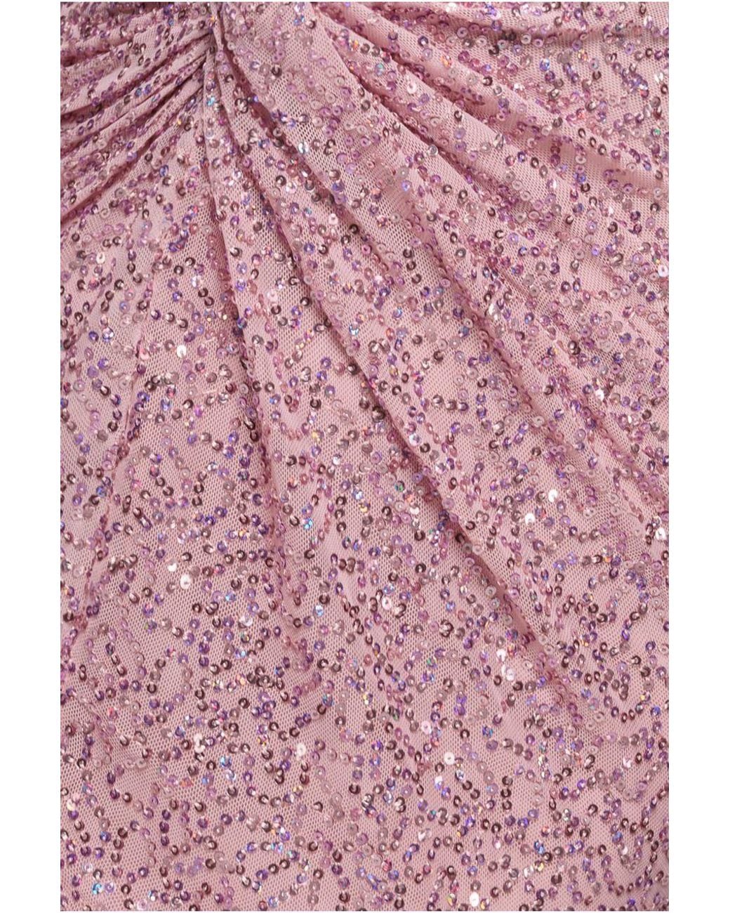 Goddiva Pink Twisted Front Sequin Maxi Dress
