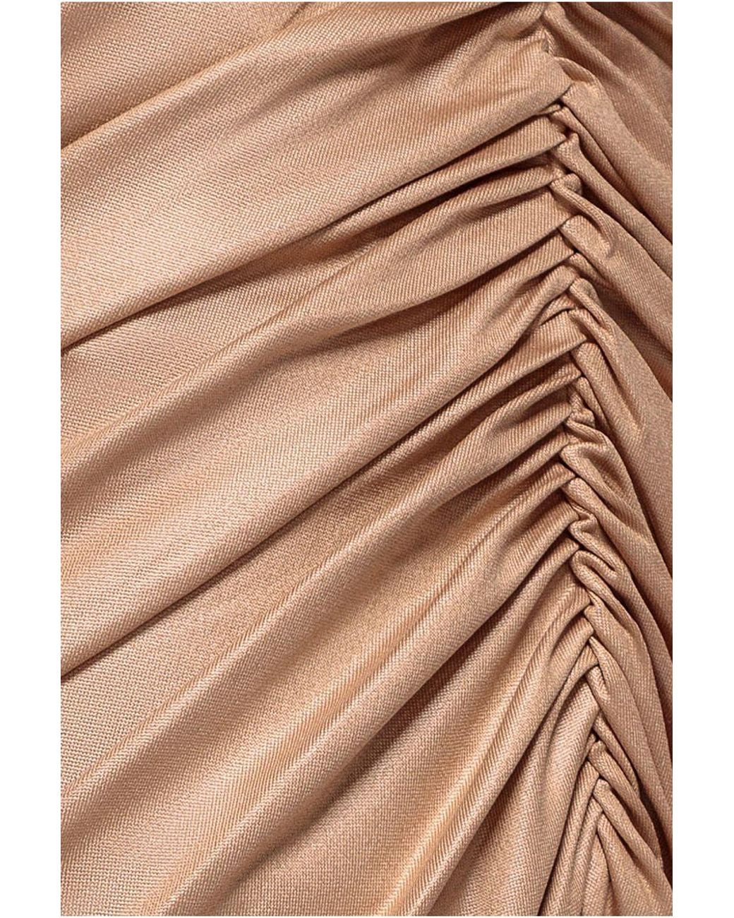 Goddiva Brown Bandeau Faux Leather Midi Dress