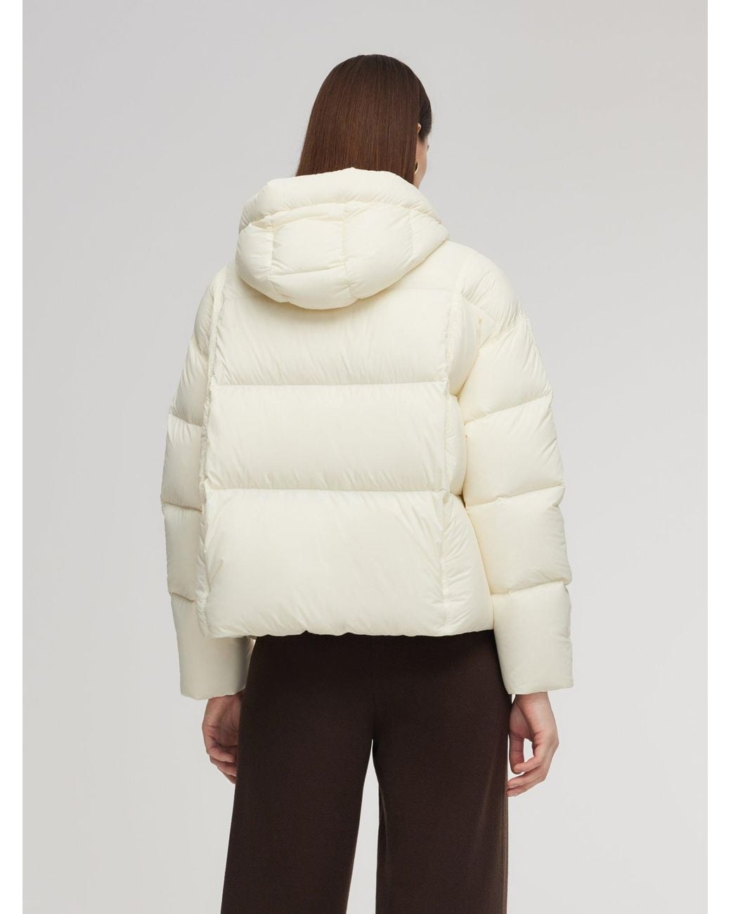 GOELIA White Lightweight Drawstring Hem Hooded Goose Down Jacket