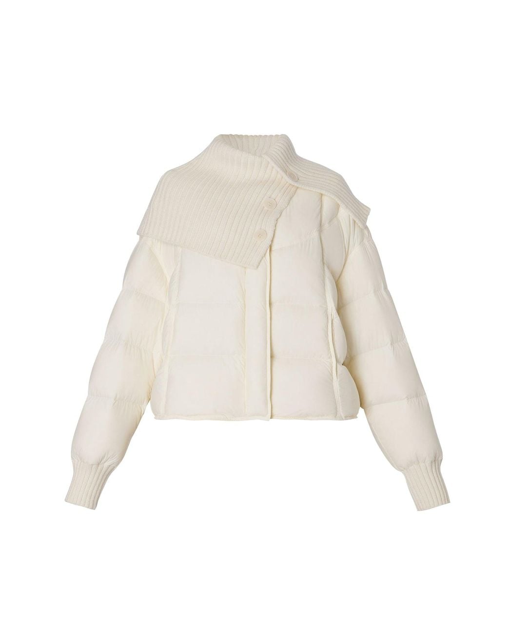 GOELIA Brown Cocoon Knitted Convertible Collar Goose Down Jacket