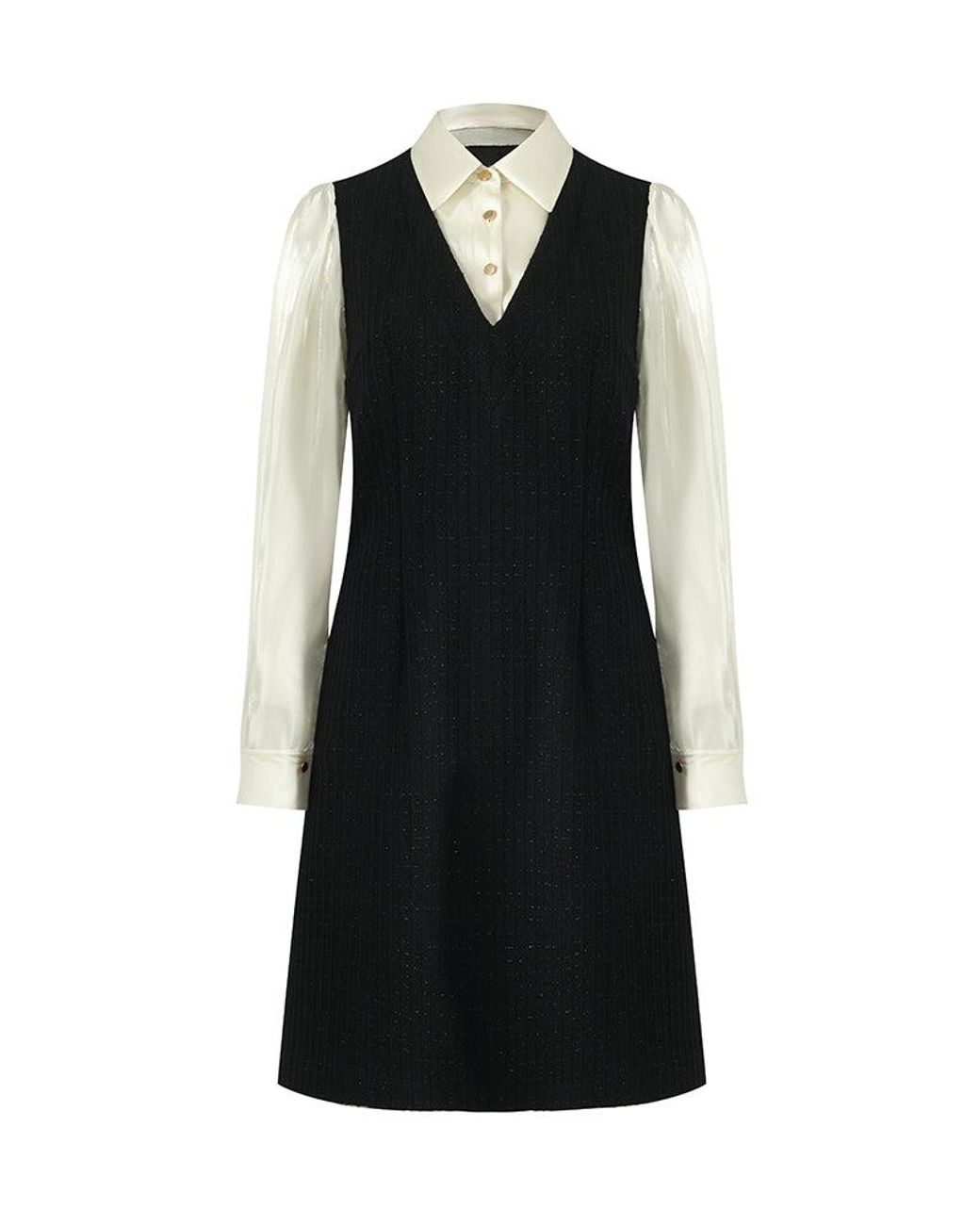 GOELIA Blue Double-Layer Patchwork Mini Dress