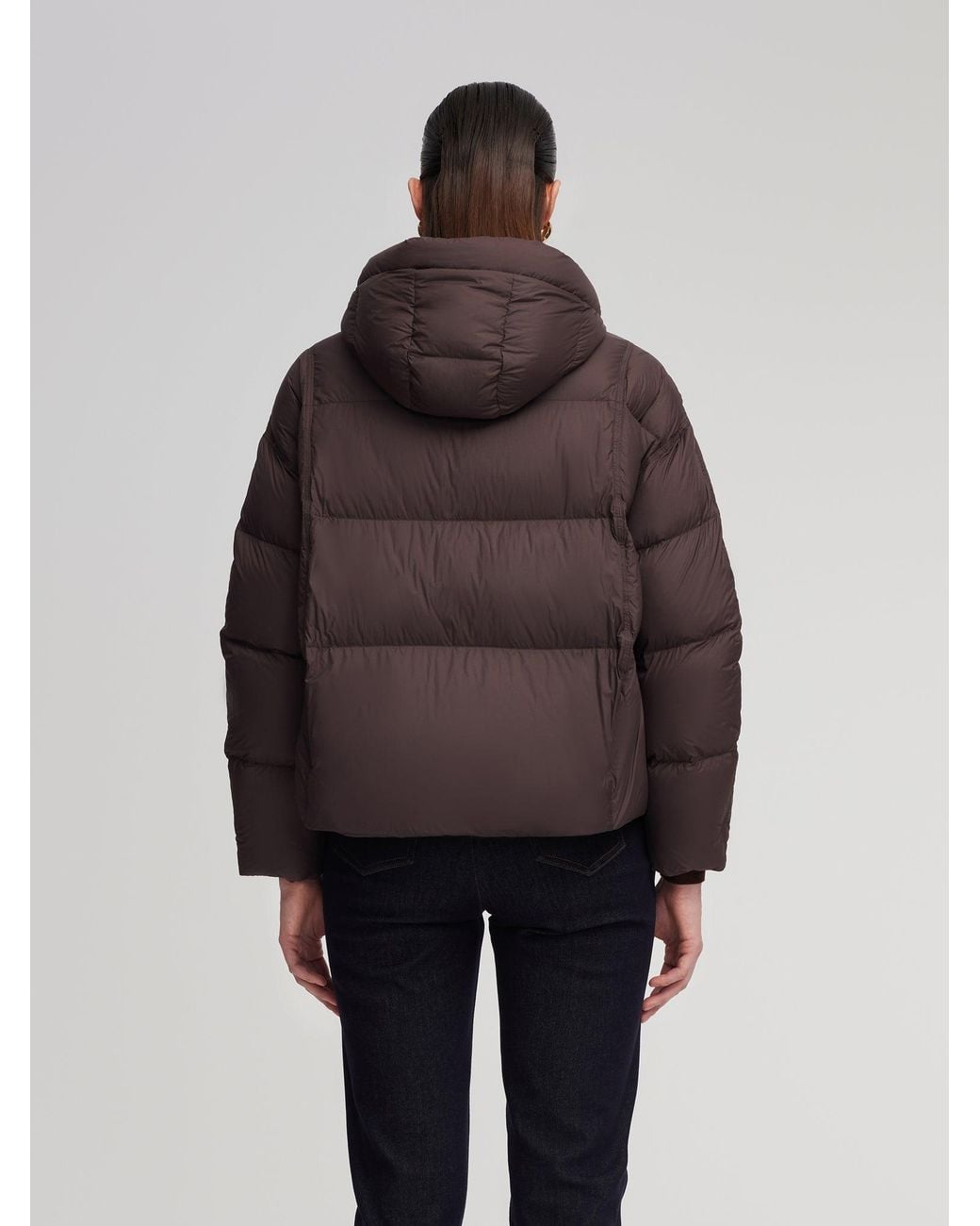 GOELIA White Lightweight Drawstring Hem Hooded Goose Down Jacket