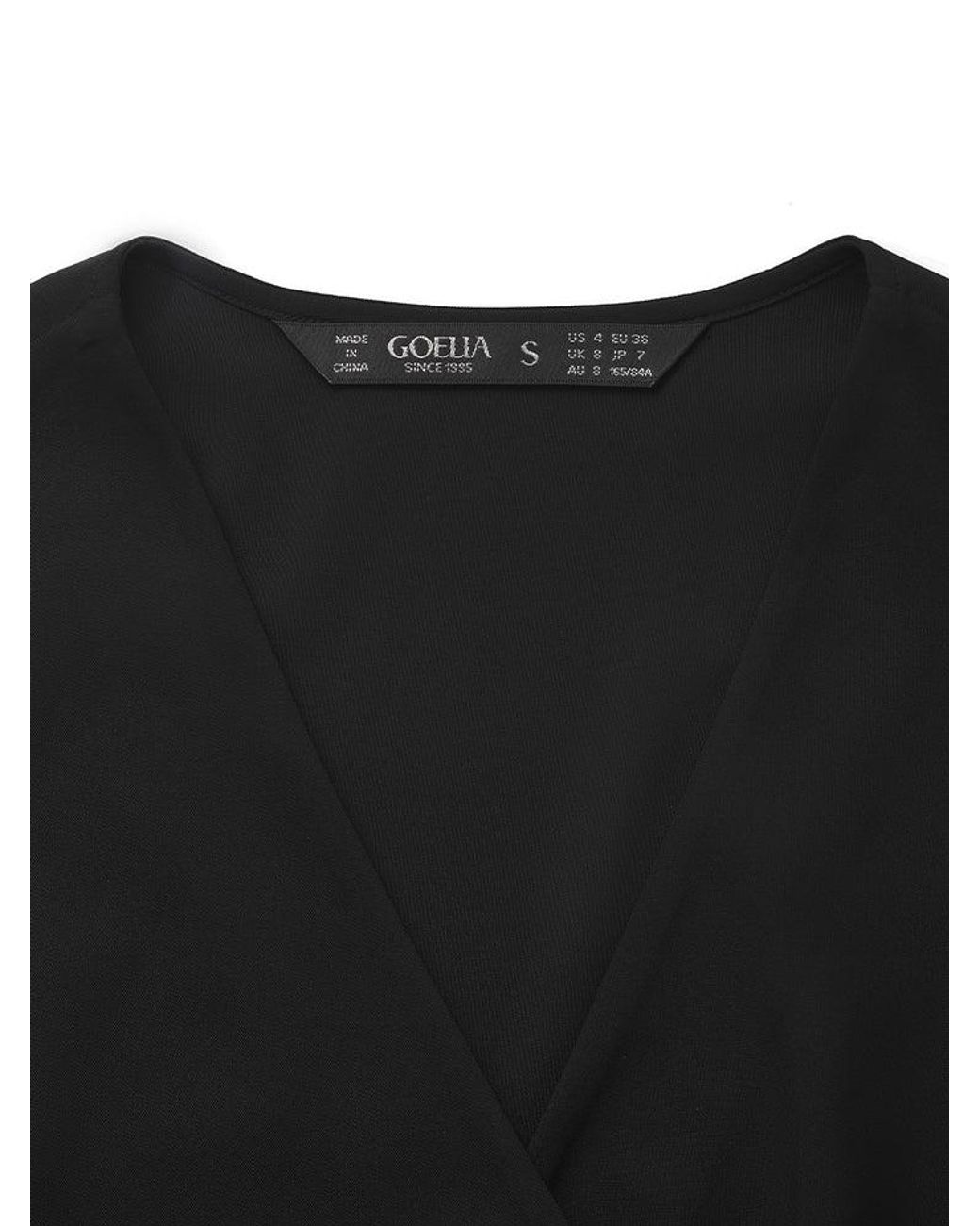 GOELIA Black V-Neck Patchwork Pleated Mini Dress