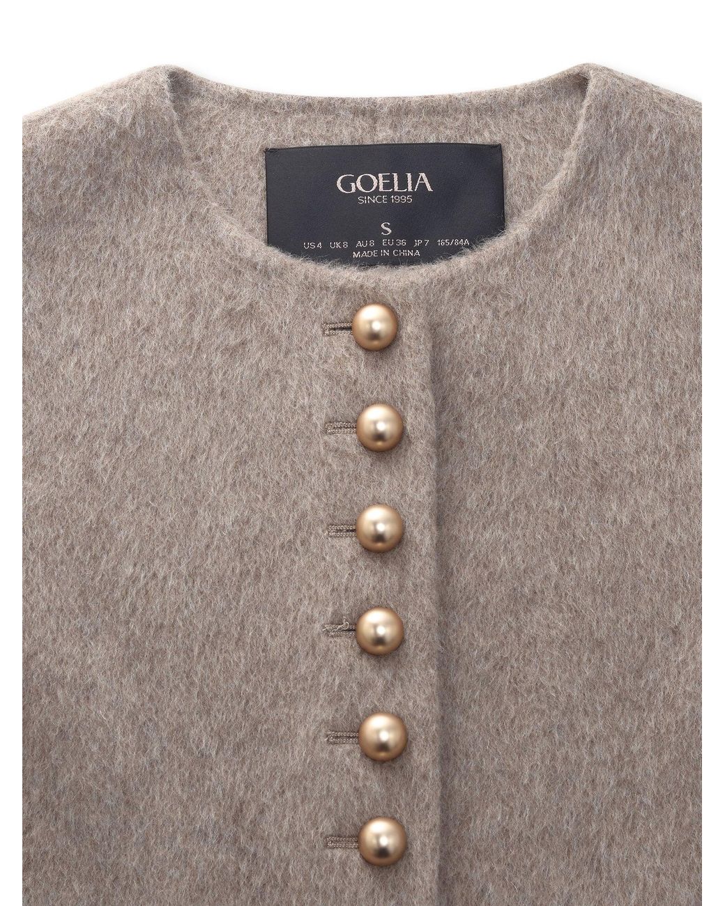 GOELIA Natural Alpaca Wool Blend Round Neck Jacket