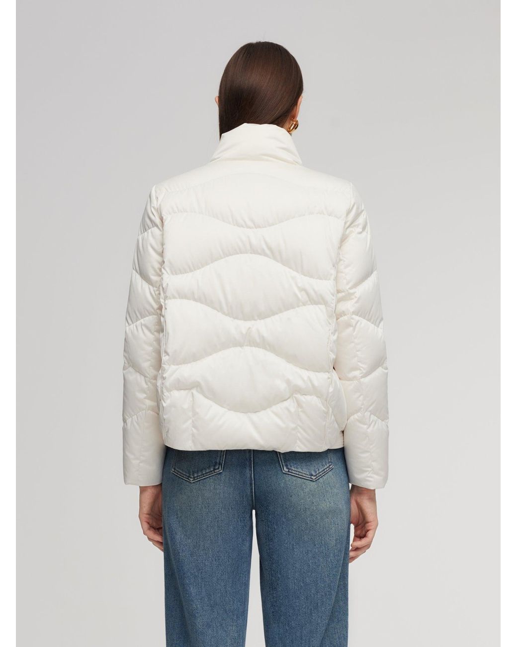 GOELIA White Windproof Magnetic Snap Goose Down Jacket