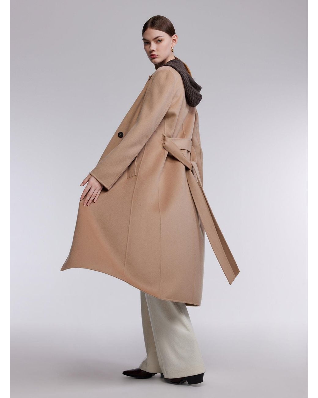 GOELIA Natural [Preview] Wool Silk Blend Wrap Overcoat