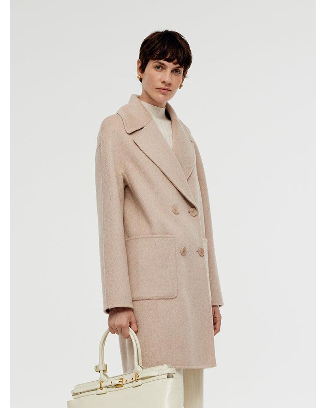 GOELIA Natural Wool Alpaca Double-Breasted Coat