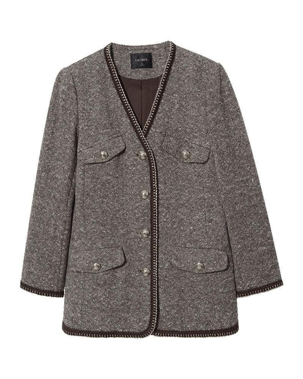 GOELIA Gray Wool Single-Breasted Jacket
