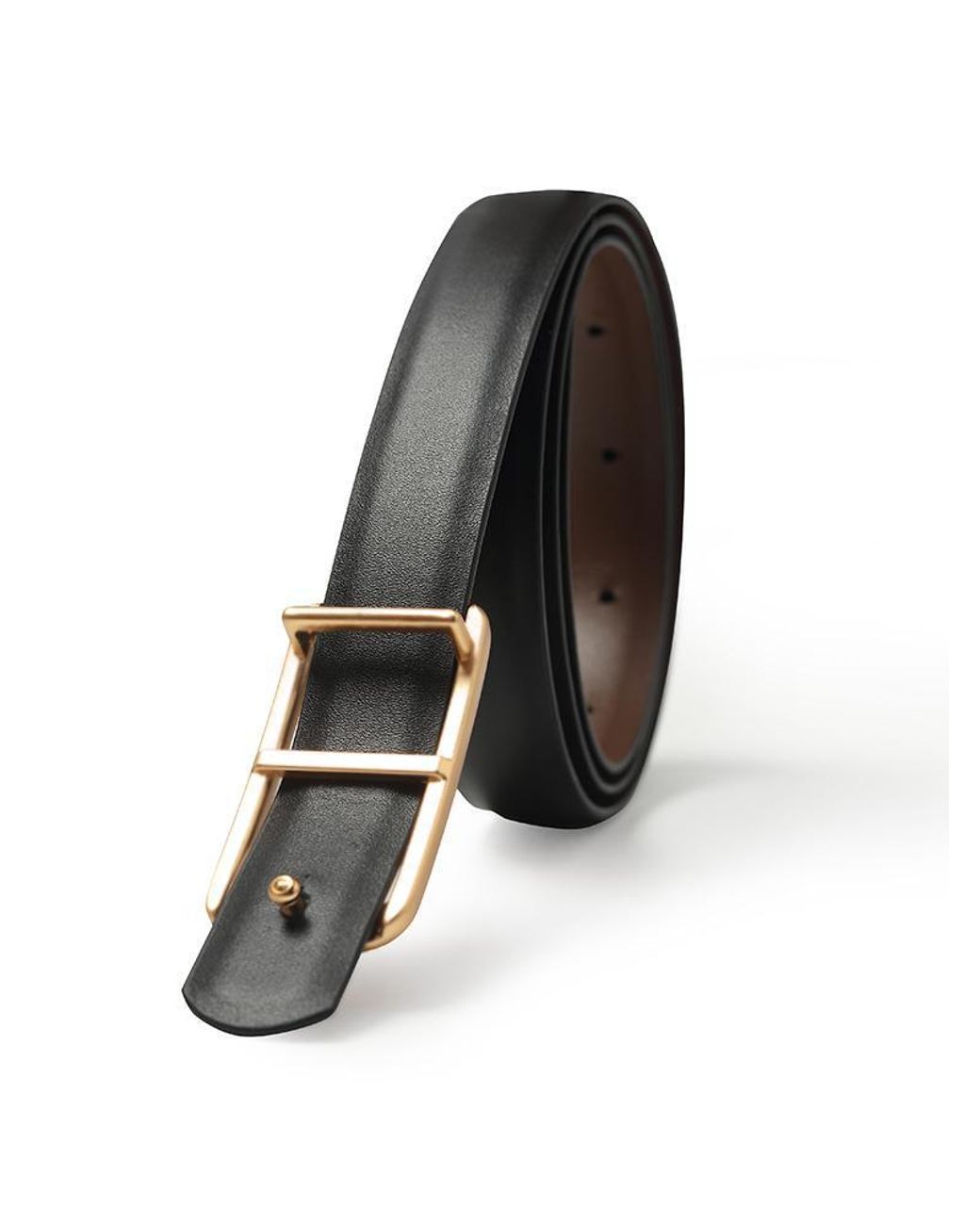 GOELIA Black And Simple Reversible Leather Belt