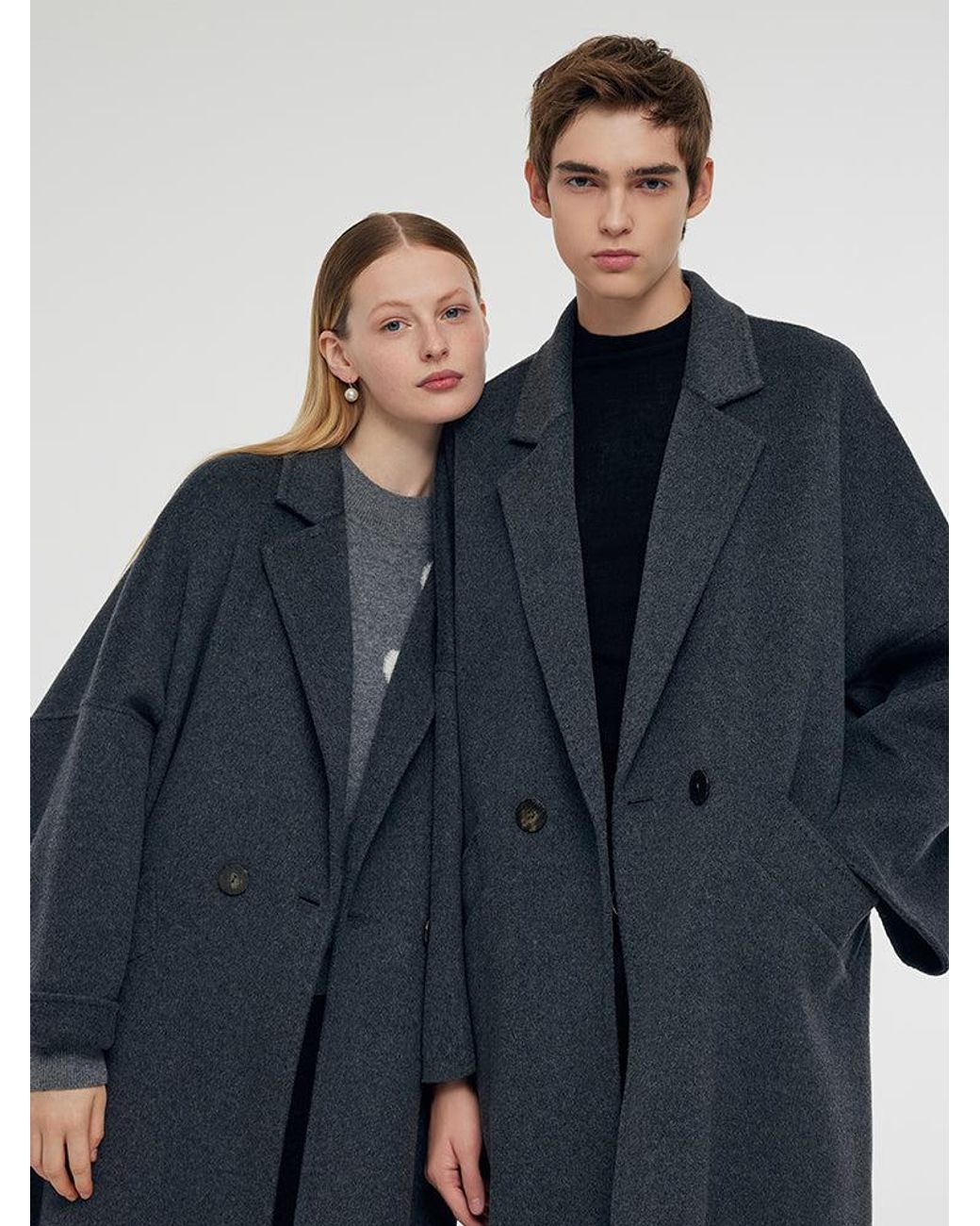 GOELIA Blue 100% Wool Longline Overcoat