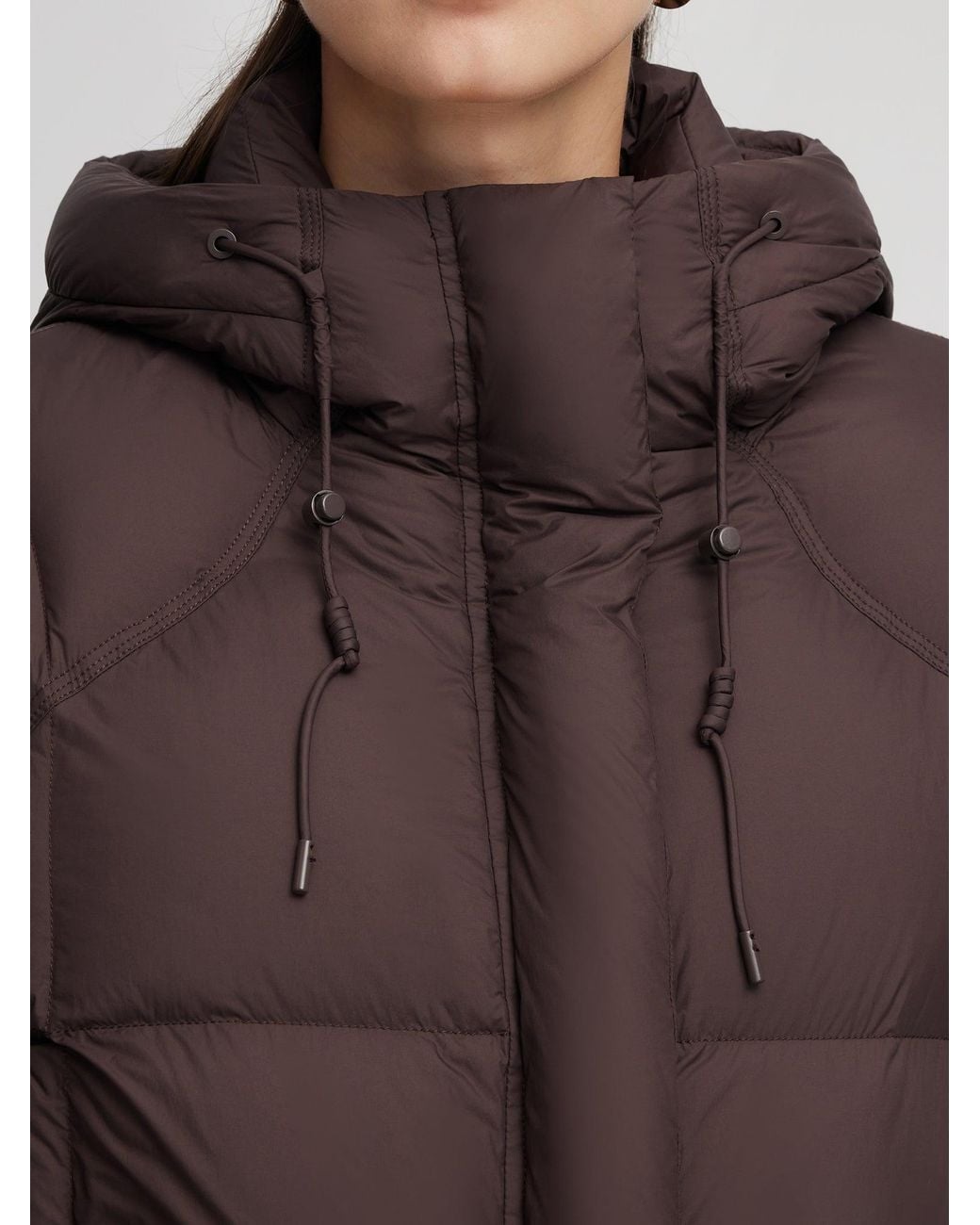 GOELIA White Lightweight Drawstring Hem Hooded Goose Down Jacket