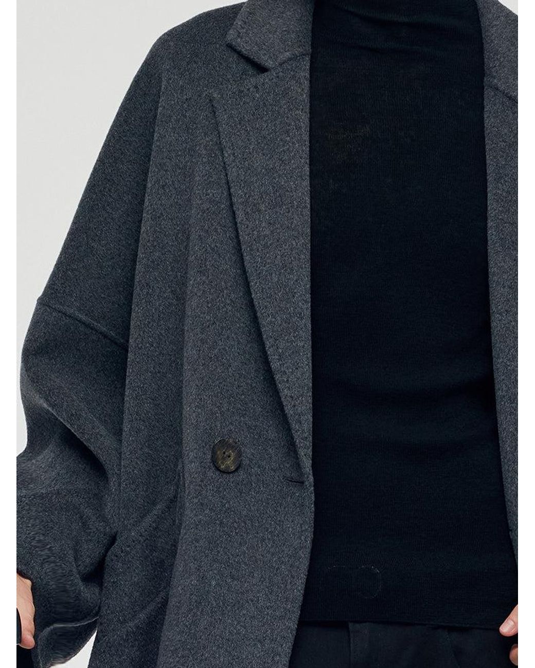 GOELIA Blue 100% Wool Longline Overcoat