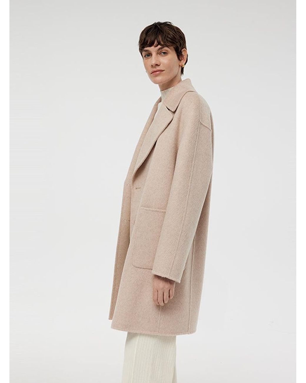 GOELIA Natural Wool Alpaca Double-Breasted Coat