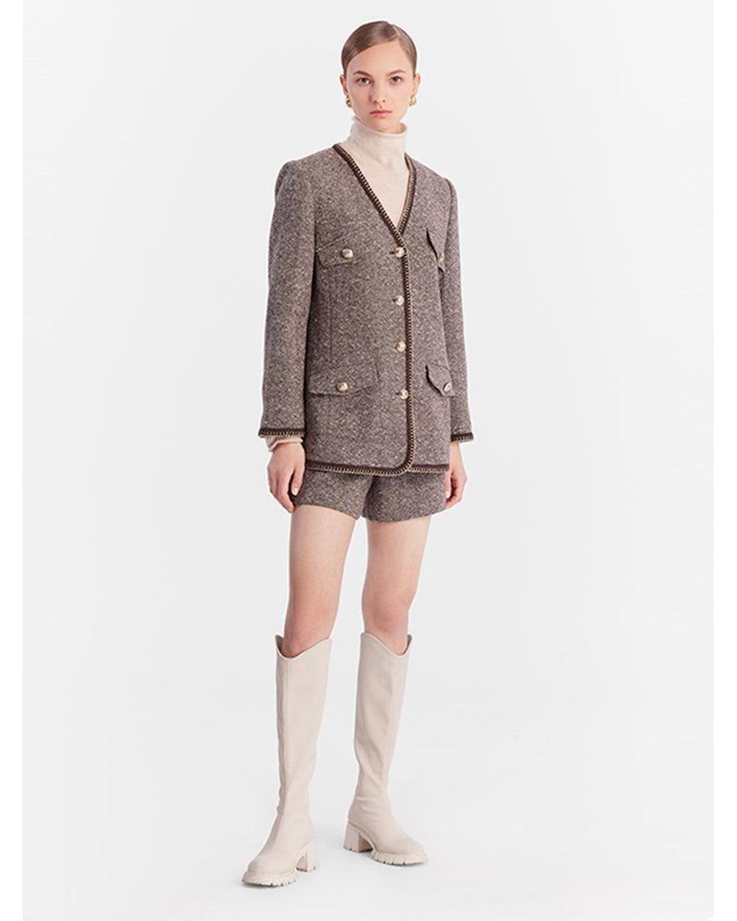 GOELIA Gray Wool Single-Breasted Jacket
