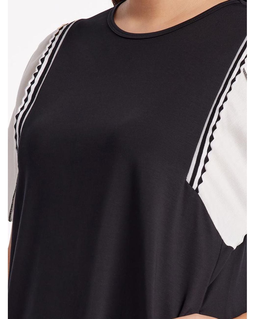 GOELIA Blue A-Shape Patchwork Puff Sleeve Mini Dress
