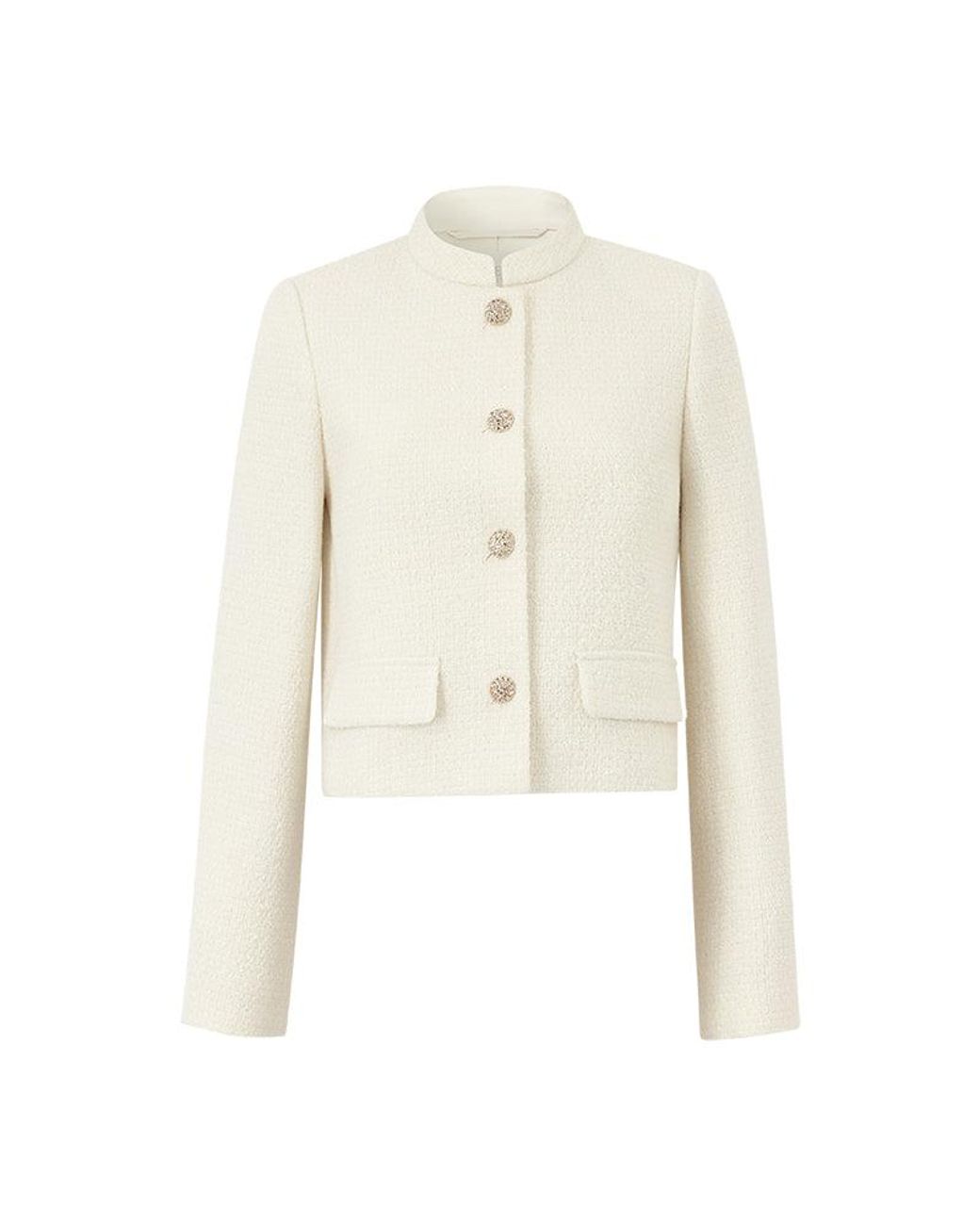 GOELIA Natural Wool Blend Stand Collar Single-Breasted Jacket For Work And Daily