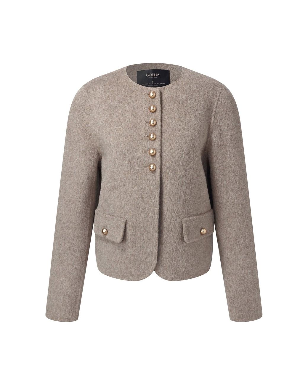 GOELIA Natural Alpaca Wool Blend Round Neck Jacket