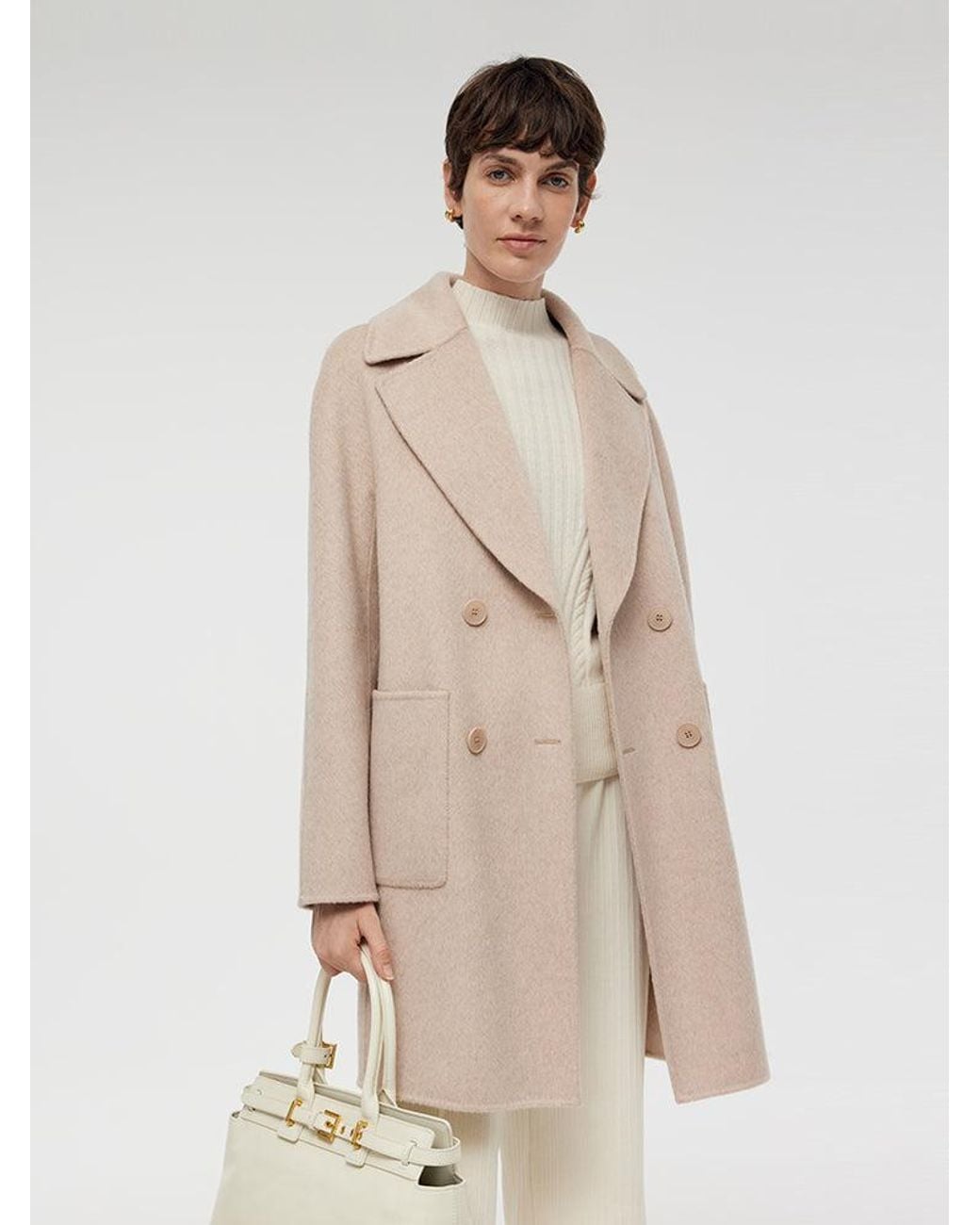 GOELIA Natural Wool Alpaca Double-Breasted Coat
