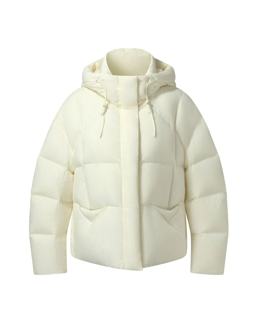 GOELIA White Lightweight Drawstring Hem Hooded Goose Down Jacket
