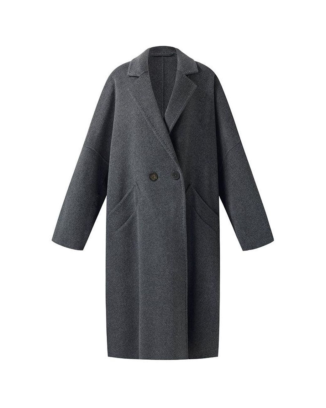 GOELIA Blue 100% Wool Longline Overcoat