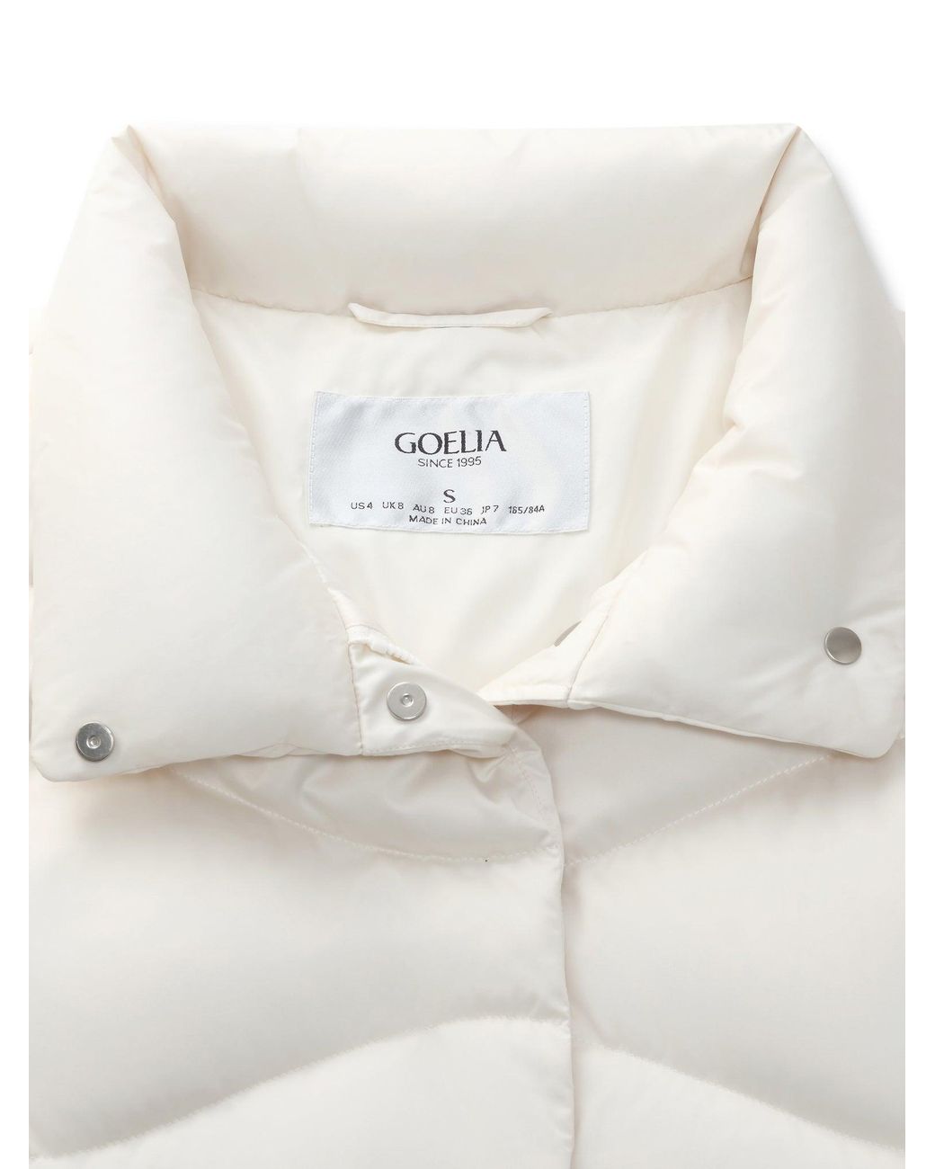 GOELIA White Windproof Magnetic Snap Goose Down Jacket