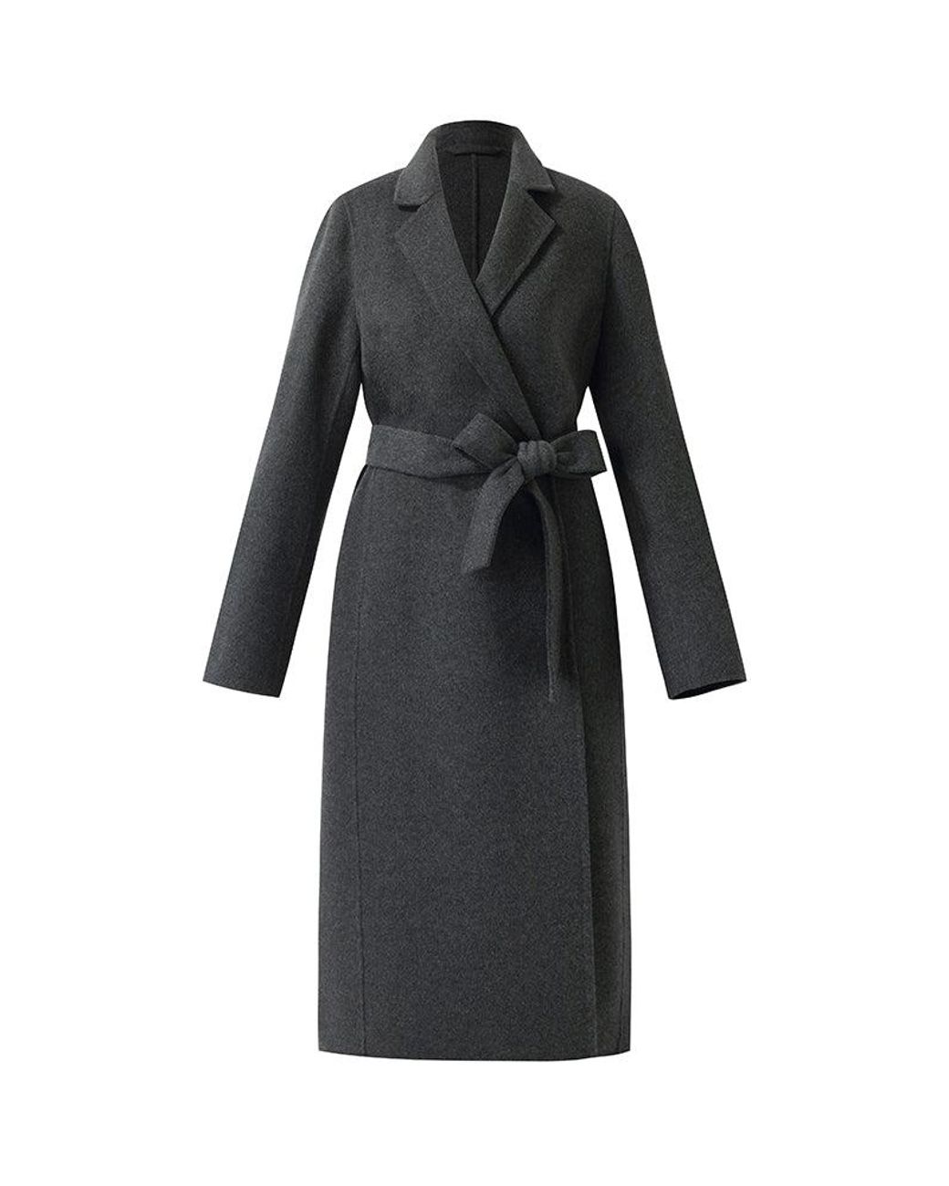 GOELIA Blue 100% Wool Belted Overcoat