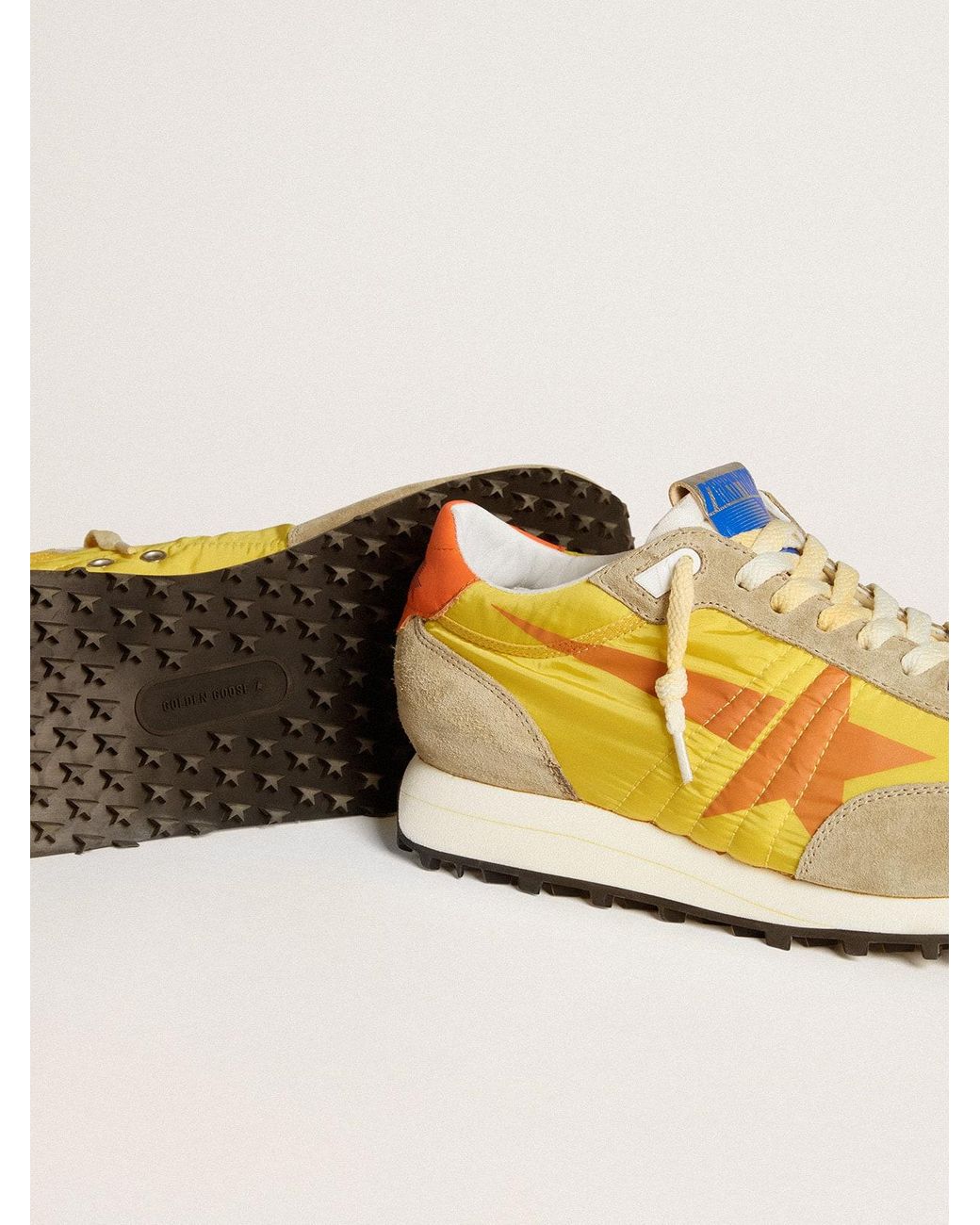 Golden Goose Marathon With Nylon Upper And Star in Metallic