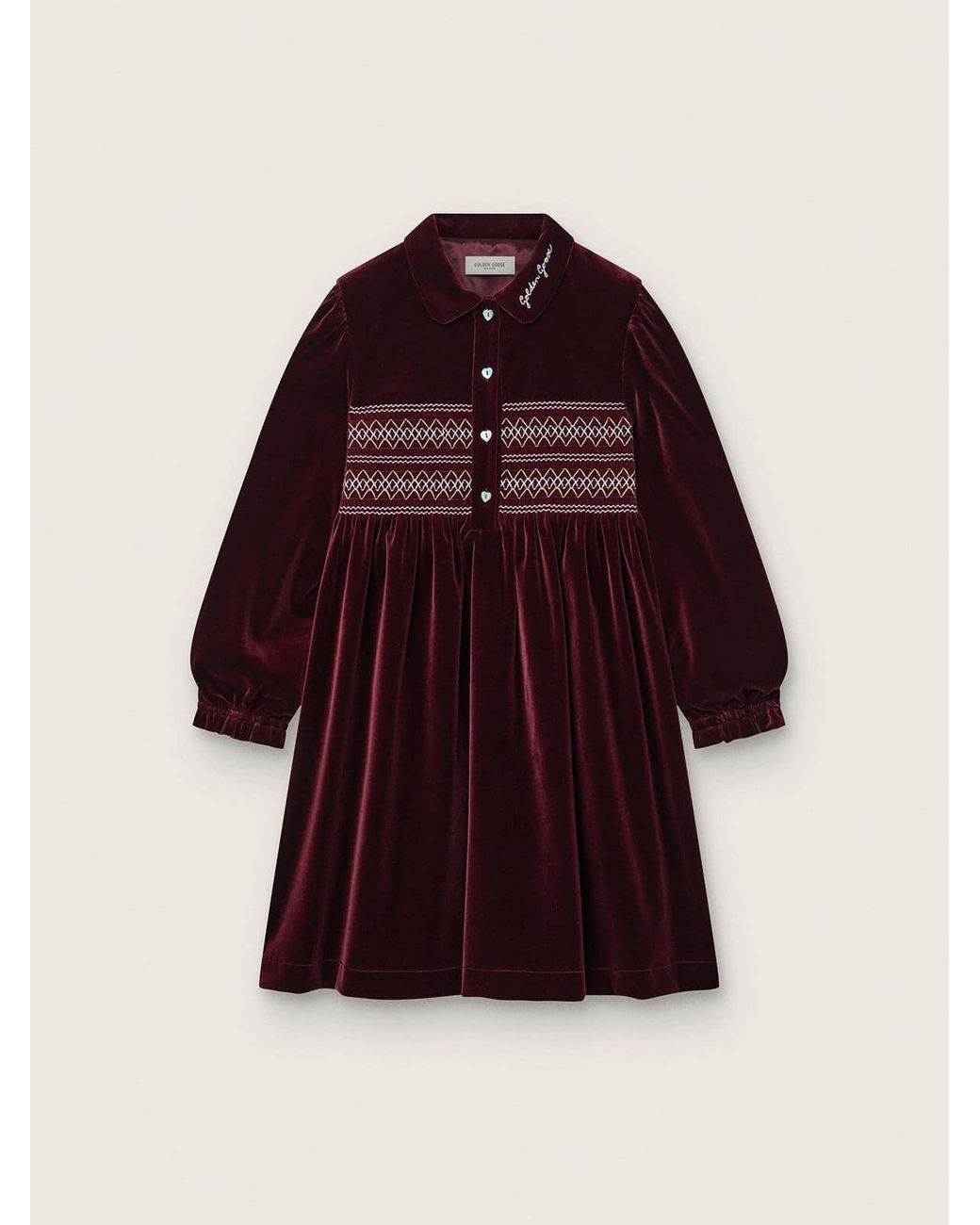 Golden Goose Girls' Burgundy Velvet-Effect Dress With Embroidery On The  Front in Red | Lyst