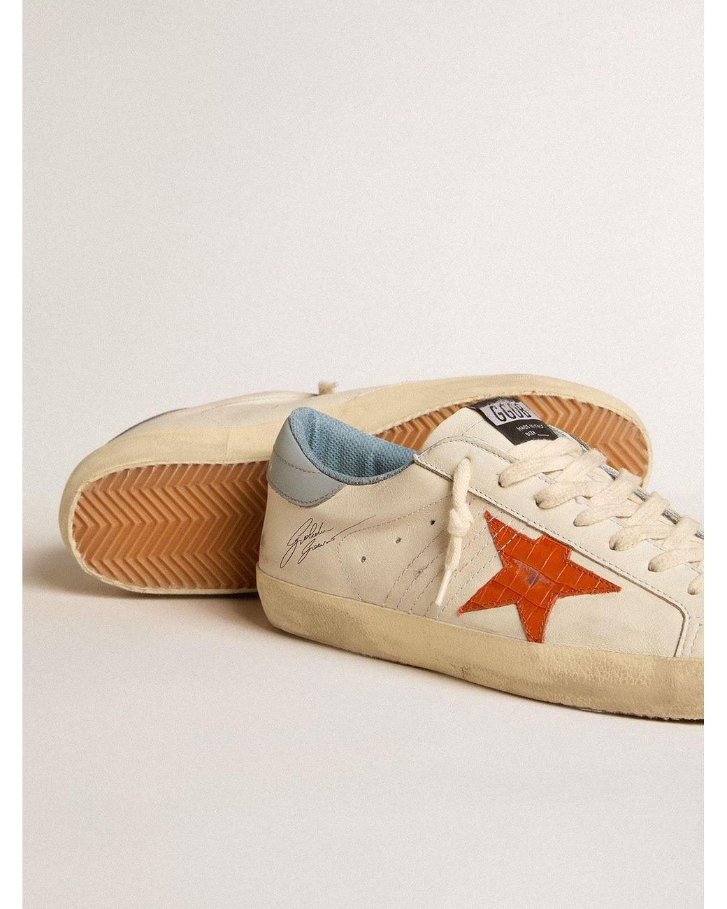 Golden Goose Super Star With Crocodile Print Star And Heel Tab in Natural for Men Lyst