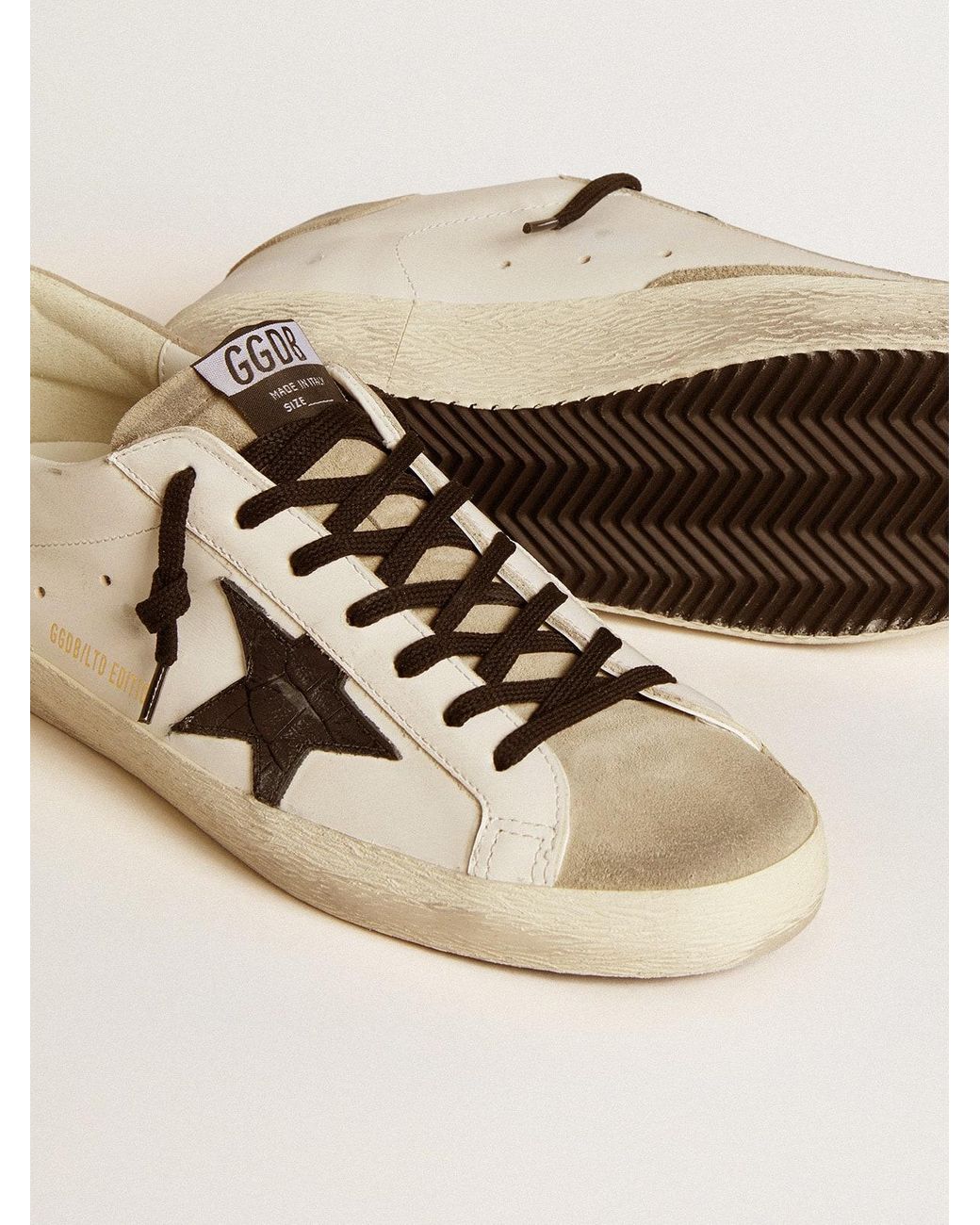 Golden Goose Super-Star Ltd With Croc-Print Leather Star And