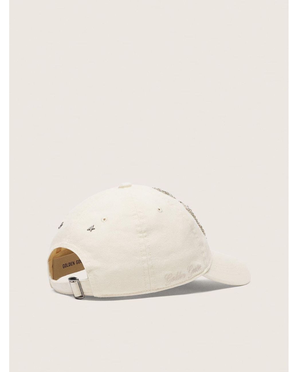 Golden Goose Ecru Baseball Cap With Crystal “V.C.E. Patch in Natural | Lyst