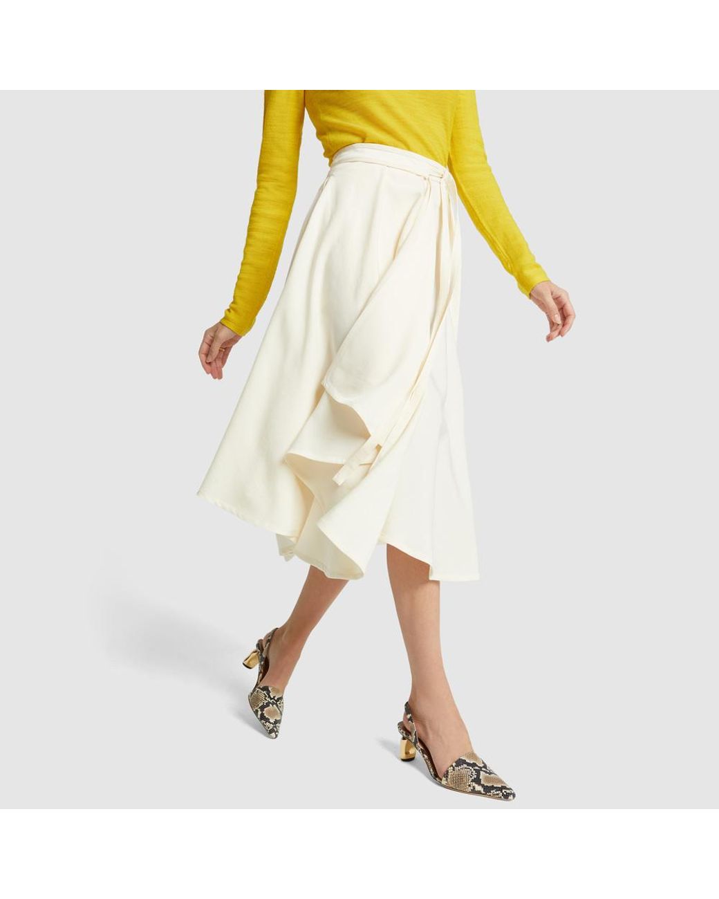 Lemaire Wool Long Umbrella Skirt in Cream (Natural) Lyst