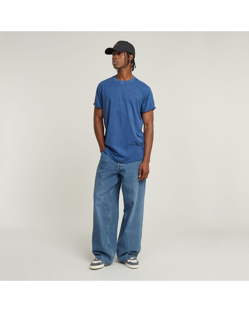 G-Star Text Back Graphic Overdyed Lash T-Shirt in Blau für