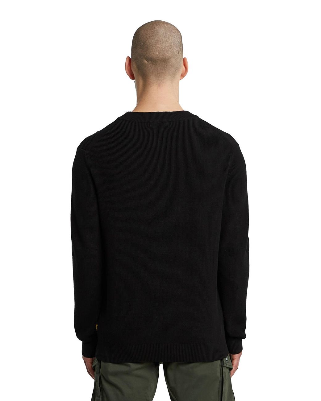G-Star Black Structure Ribbed Knit Pullover for men