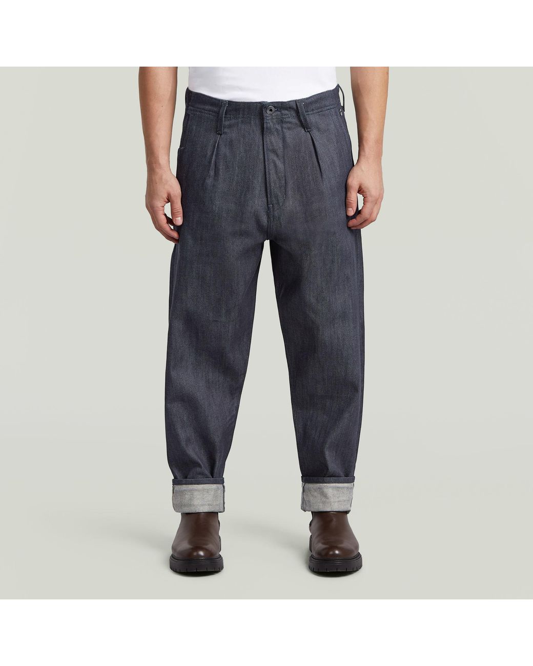 G-Star The Ignaz- Correct Pleated Selvedge Chino Relaxed in het Blue voor heren