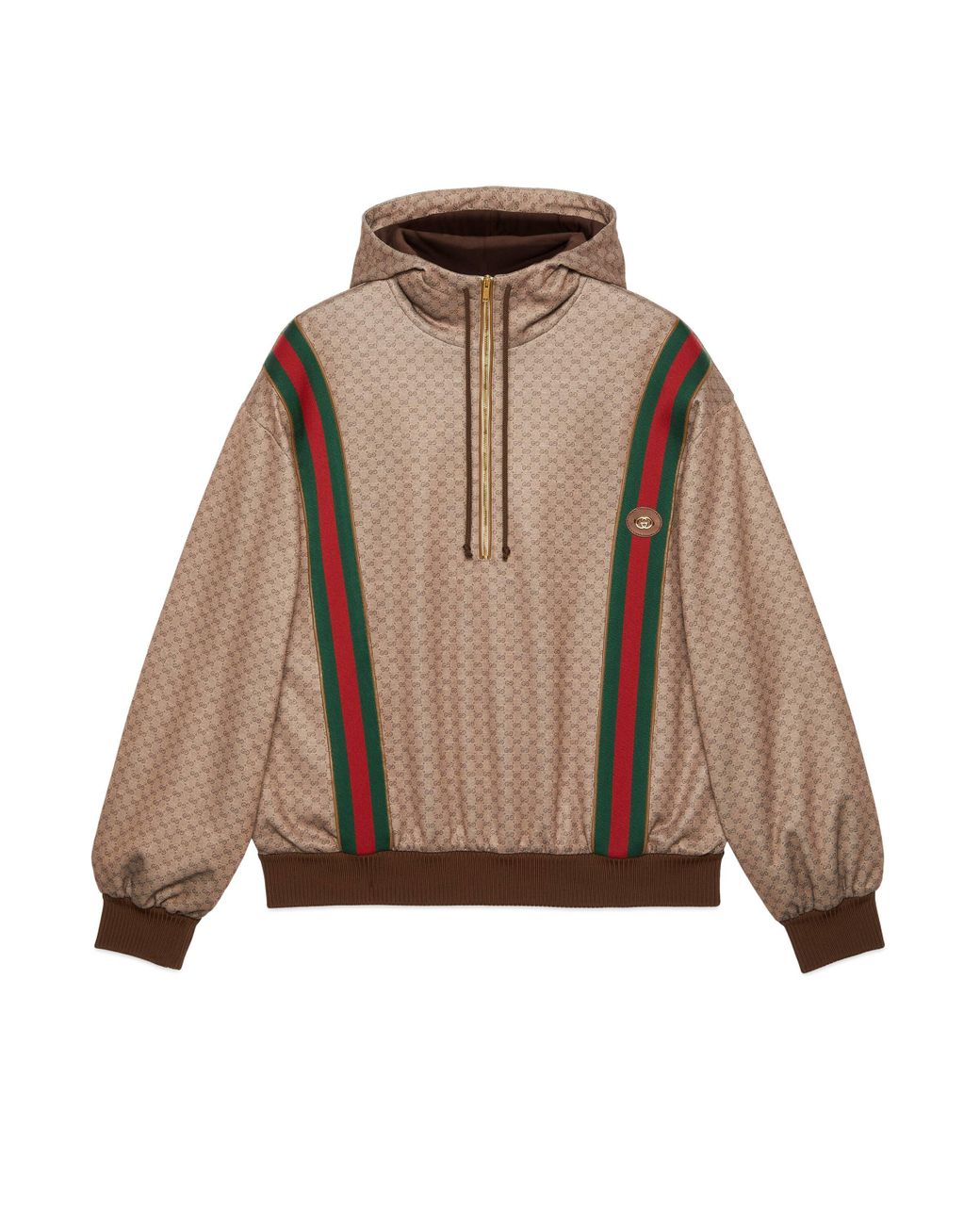 Gucci Leather Mini GG Jersey Hooded Sweatshirt in Brown for Men Lyst