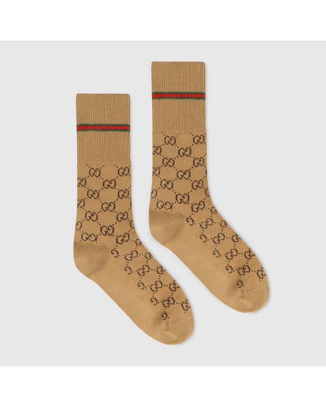Gucci Brown Web-detail GG Socks for men