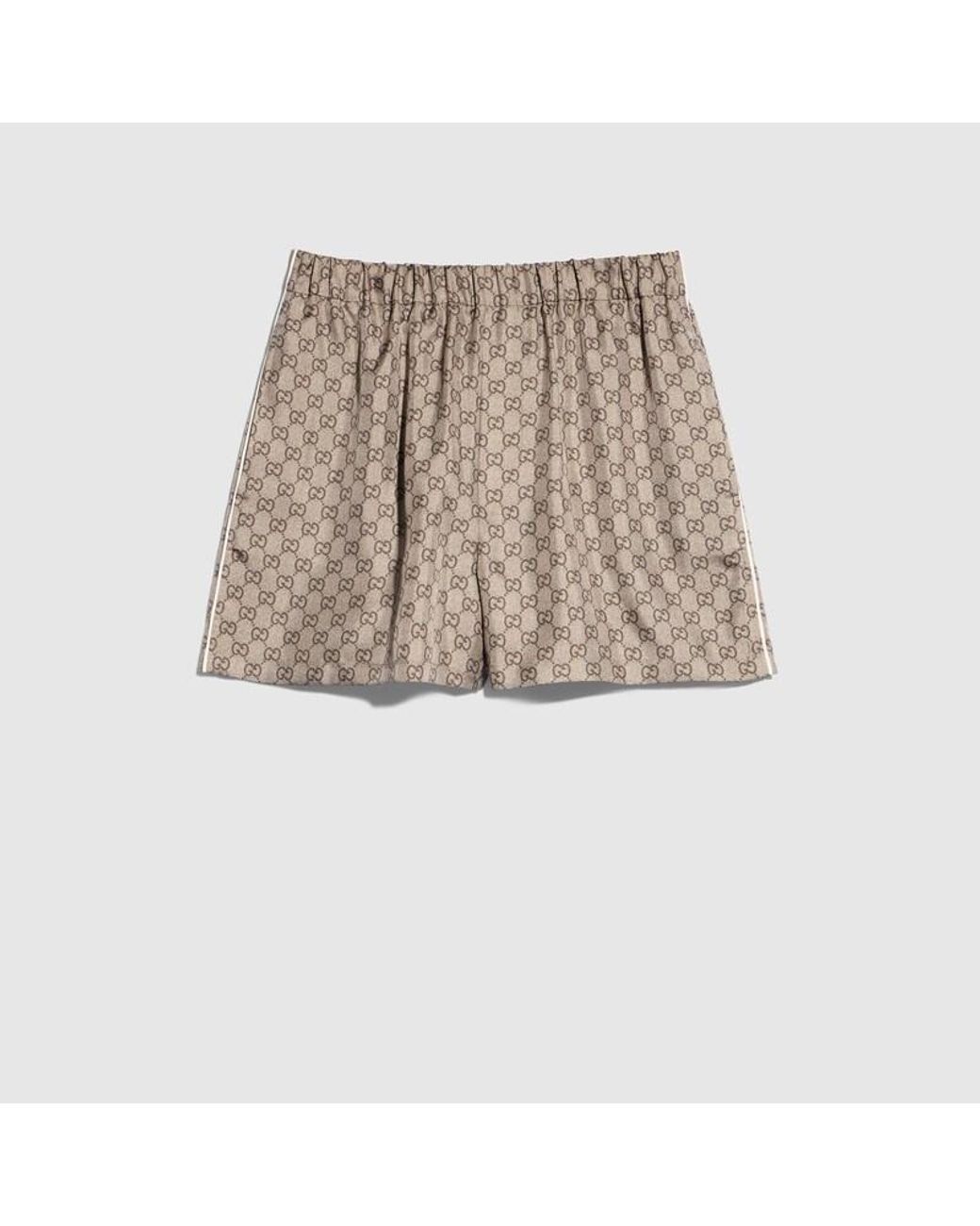 Gucci Natural Printed Silk Twill Shorts