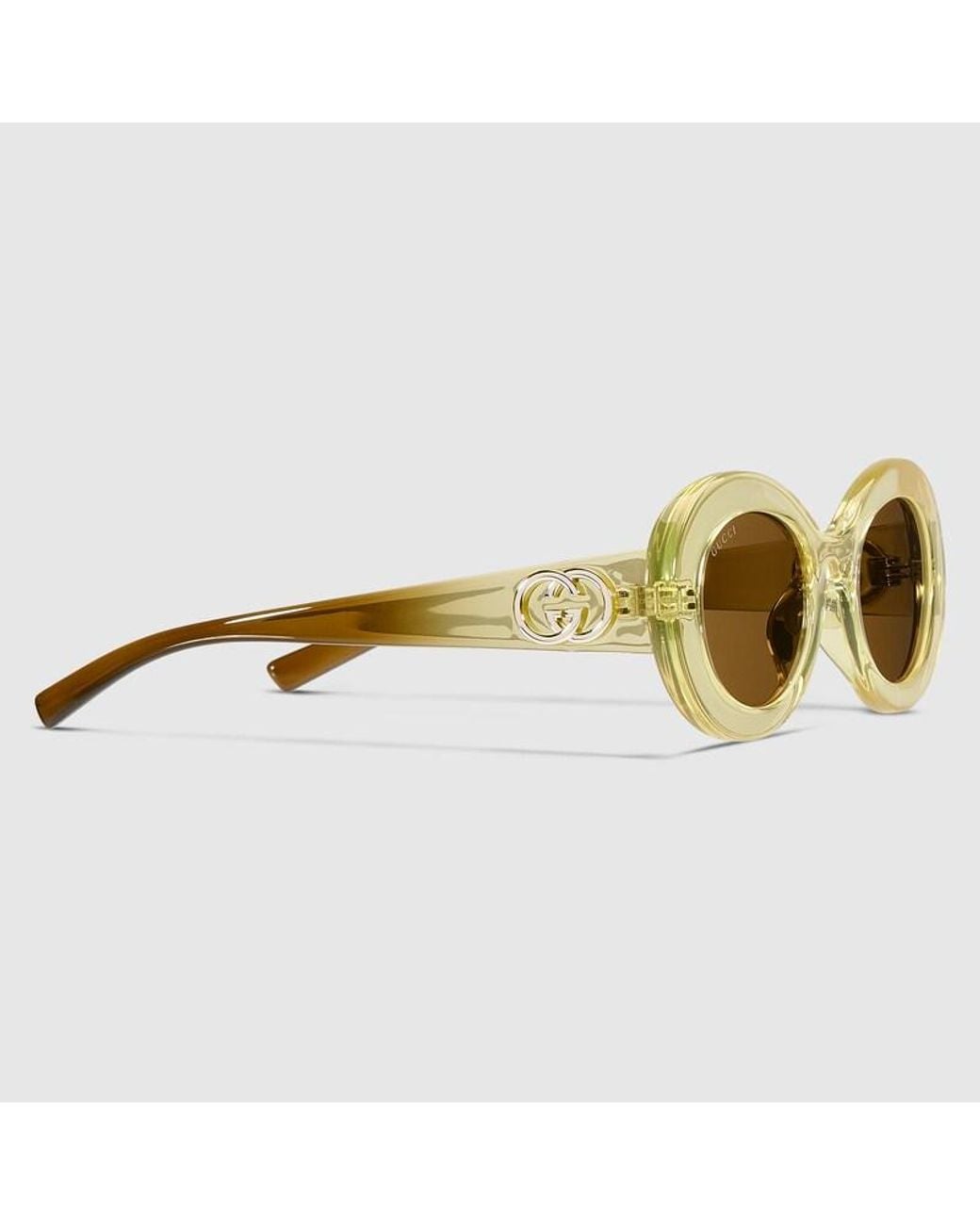 Gucci Brown Oval Frame Sunglasses