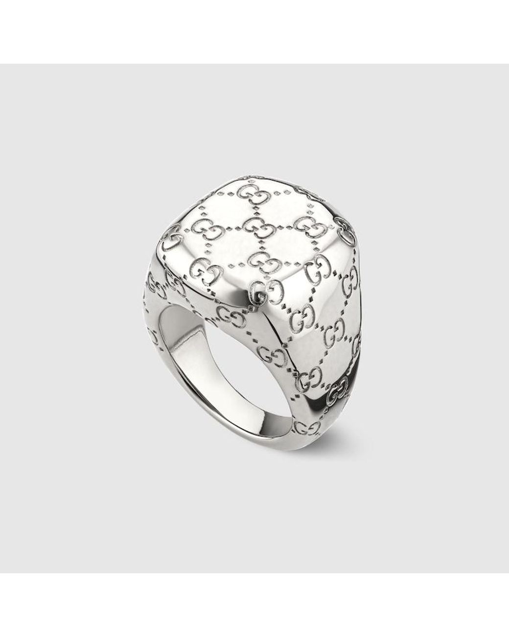 Gucci Metallic Gg Motif Signet Ring