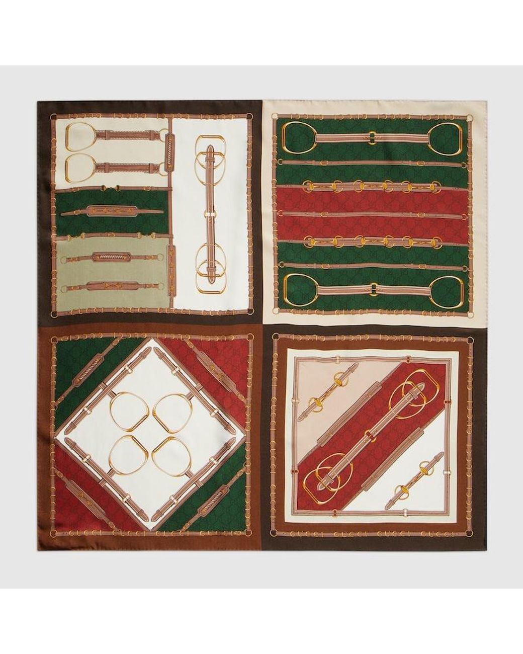 Gucci Green Printed Silk Twill Jacquard Carré