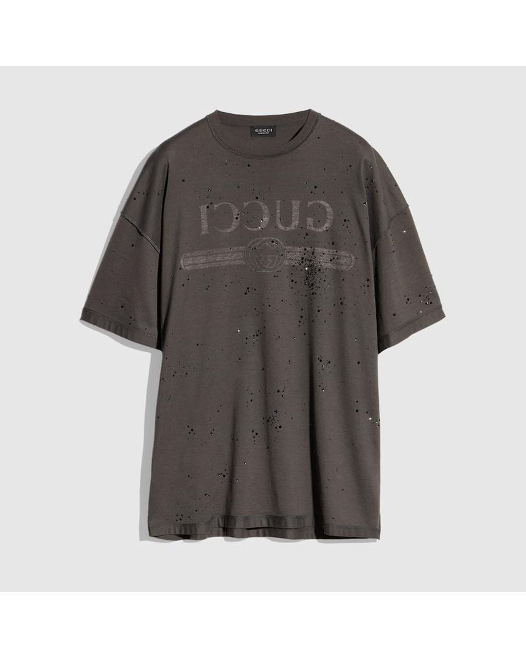 Gucci Gray Cotton Jersey T-Shirt With Print