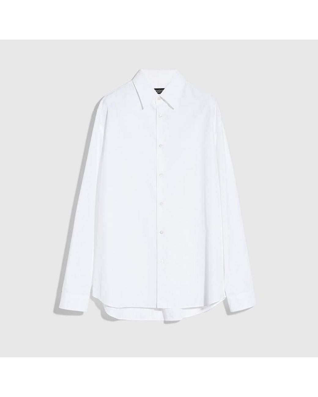 Gucci White Gg Cotton Poplin Shirt, Size 15 for men