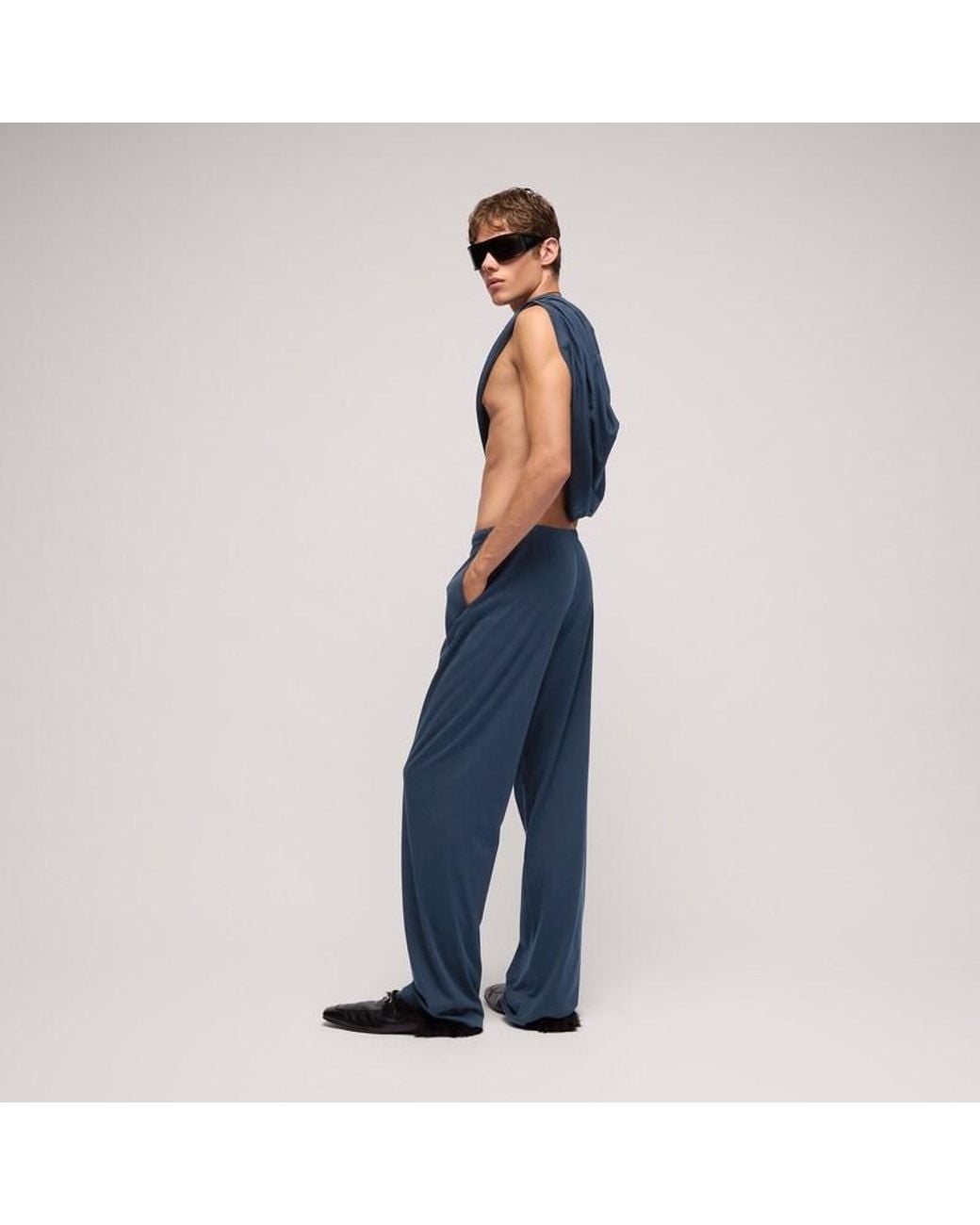 Gucci Blue Cotton Silk Jersey Sportswear Pants for men