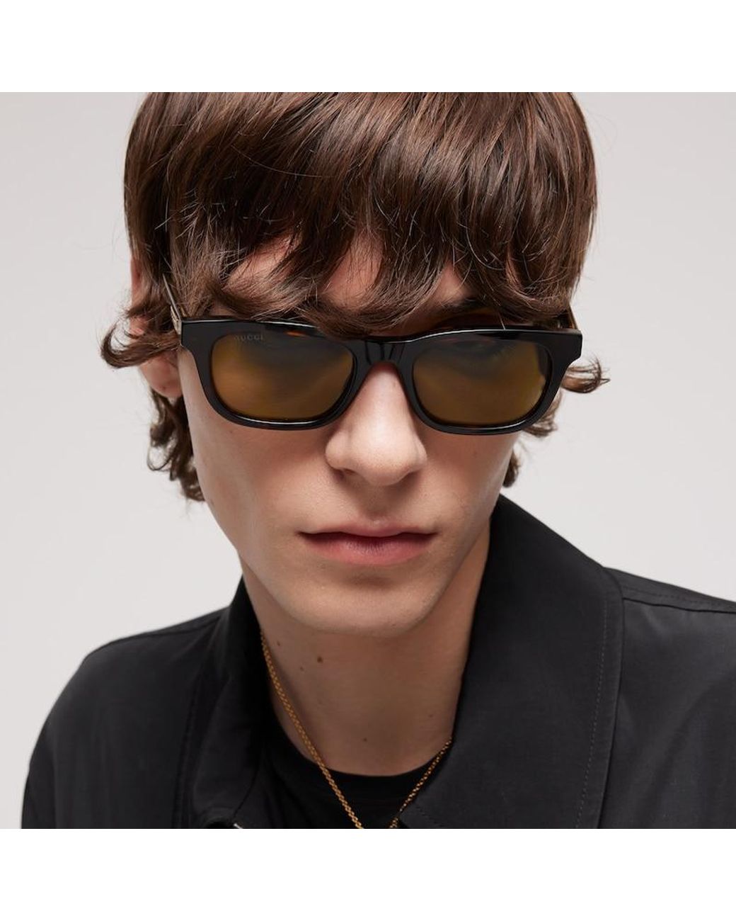 Gucci Brown Rectangular-Frame Sunglasses for men